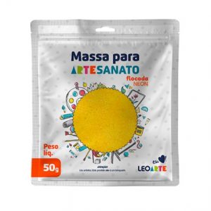MASSA DE EVA 50GR FLOCADA NEON AMARELO – LEO & LEO