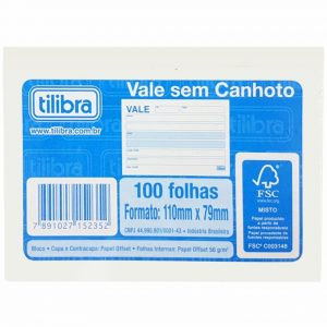 VALE S/ CANHOTO 100 FLS – TILIBRA