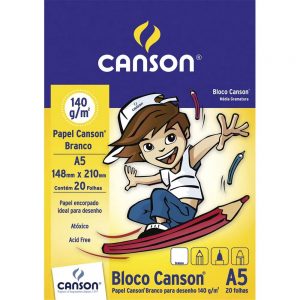 BLOCO PAPEL DESENHO LISO A5 C/ 20 FLS – CANSON